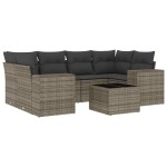 vidaXL Set canapele de grădină, 7 piese, cu perne, gri, poliratan vidaXL Set canapele de grădină, 7 piese, cu perne, gri, poliratan