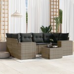 vidaXL Set canapele de grădină, 7 piese, cu perne, gri, poliratan vidaXL Set canapele de grădină, 7 piese, cu perne, gri, poliratan