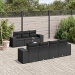 vidaXL Set mobilier de grădină cu perne, 8 piese, negru, poliratan vidaXL Set mobilier de grădină cu perne, 8 piese, negru, poliratan
