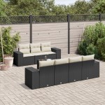 vidaXL Set mobilier de grădină cu perne, 8 piese, negru, poliratan vidaXL Set mobilier de grădină cu perne, 8 piese, negru, poliratan