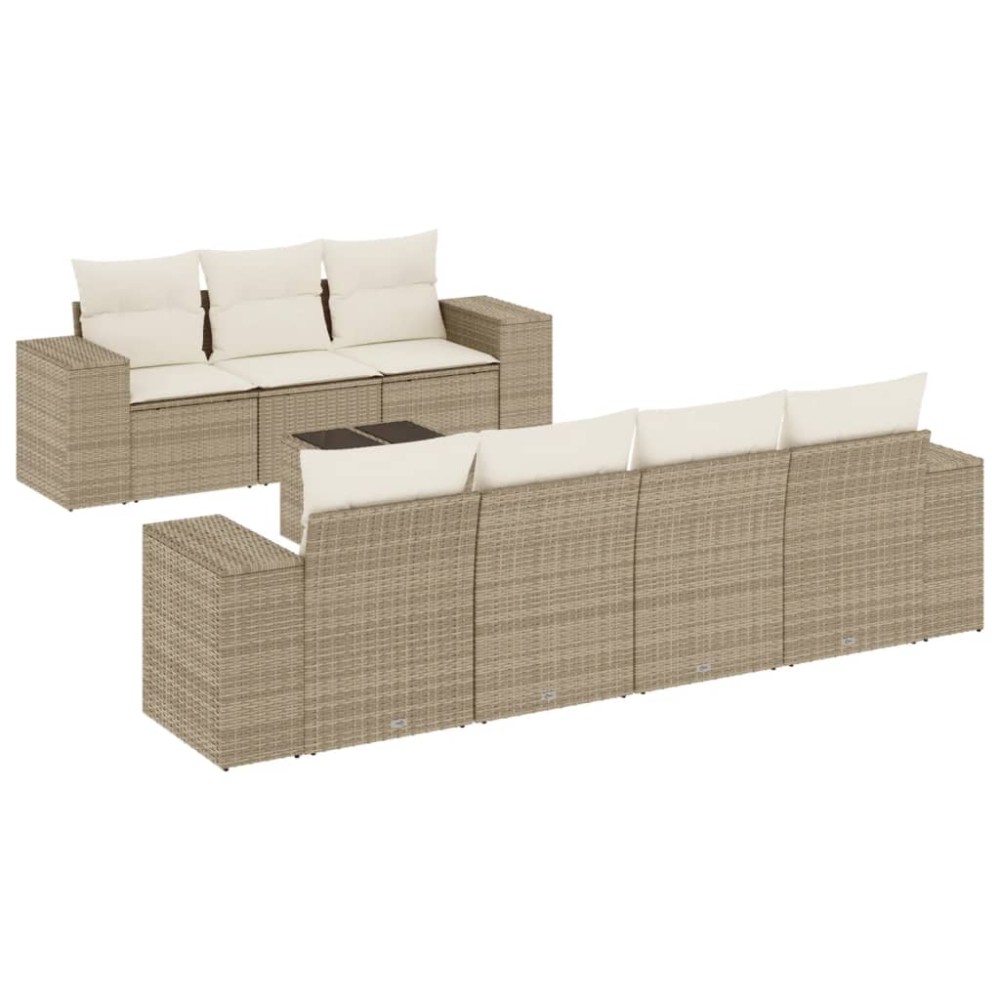 vidaXL Set canapele de grădină, 8 piese, cu perne, bej, poliratan