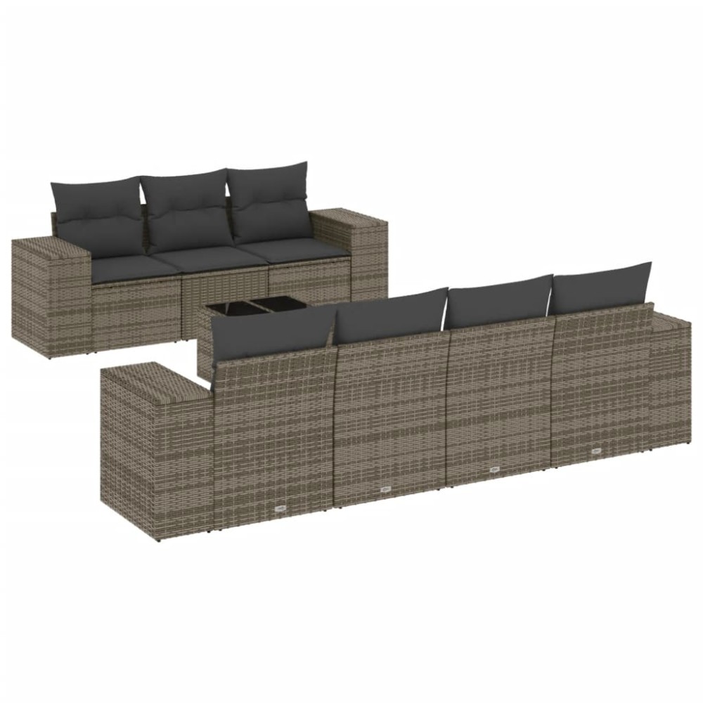 vidaXL Set canapele de grădină cu perne, 8 piese, gri, poliratan