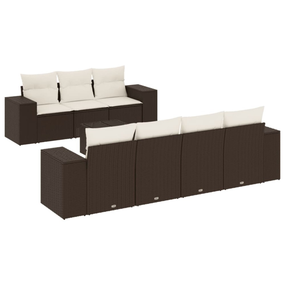 vidaXL Set canapele de grădină cu perne, 8 piese, maro, poliratan