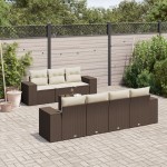 vidaXL Set canapele de grădină cu perne, 8 piese, maro, poliratan vidaXL Set canapele de grădină cu perne, 8 piese, maro, poliratan