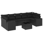 vidaXL Set mobilier de grădină cu perne, 8 piese, negru, poliratan vidaXL Set mobilier de grădină cu perne, 8 piese, negru, poliratan