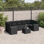 vidaXL Set mobilier de grădină cu perne, 8 piese, negru, poliratan vidaXL Set mobilier de grădină cu perne, 8 piese, negru, poliratan