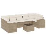vidaXL Set canapele de grădină, 8 piese, cu perne, bej, poliratan