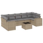 vidaXL Set canapele de grădină, 8 piese, cu perne, bej, poliratan vidaXL Set canapele de grădină, 8 piese, cu perne, bej, poliratan