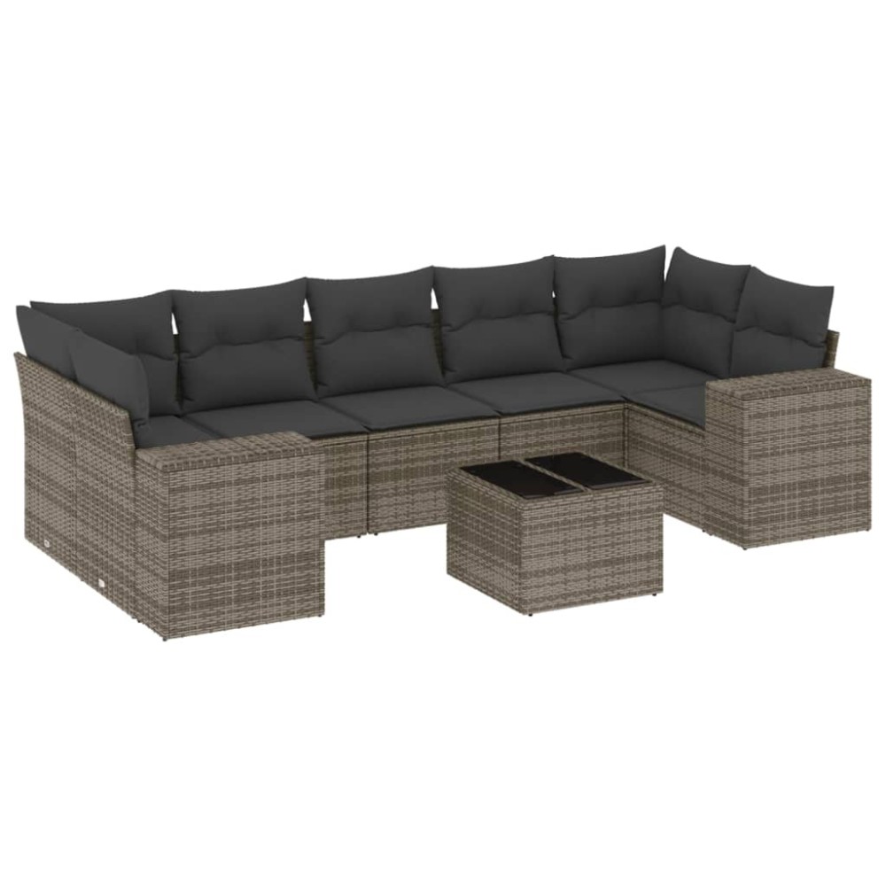 vidaXL Set canapele de grădină cu perne, 8 piese, gri, poliratan