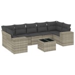 vidaXL Set mobilier de grădină cu perne, 8 piese gri deschis poliratan vidaXL Set mobilier de grădină cu perne, 8 piese gri deschis poliratan