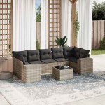 vidaXL Set mobilier de grădină cu perne, 8 piese gri deschis poliratan vidaXL Set mobilier de grădină cu perne, 8 piese gri deschis poliratan