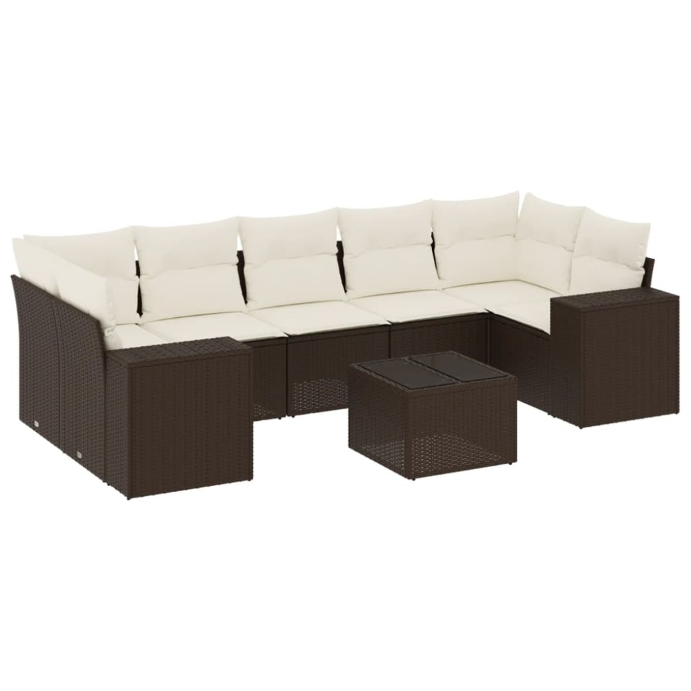 vidaXL Set canapele de grădină cu perne, 8 piese, maro, poliratan