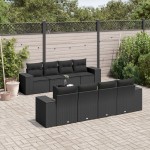 vidaXL Set mobilier de grădină cu perne, 9 piese, negru, poliratan vidaXL Set mobilier de grădină cu perne, 9 piese, negru, poliratan