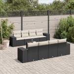 vidaXL Set mobilier de grădină cu perne, 9 piese, negru, poliratan vidaXL Set mobilier de grădină cu perne, 9 piese, negru, poliratan