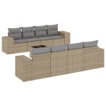 vidaXL Set canapele de grădină, 9 piese, cu perne, bej, poliratan vidaXL Set canapele de grădină, 9 piese, cu perne, bej, poliratan