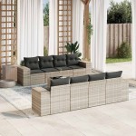vidaXL Set canapele de grădină cu perne, 9 piese gri deschis poliratan vidaXL Set canapele de grădină cu perne, 9 piese gri deschis poliratan