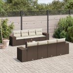 vidaXL Set canapele de grădină cu perne, 9 piese, maro, poliratan vidaXL Set canapele de grădină cu perne, 9 piese, maro, poliratan