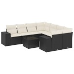 vidaXL Set mobilier de grădină cu perne, 9 piese, negru, poliratan vidaXL Set mobilier de grădină cu perne, 9 piese, negru, poliratan