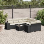 vidaXL Set mobilier de grădină cu perne, 9 piese, negru, poliratan vidaXL Set mobilier de grădină cu perne, 9 piese, negru, poliratan