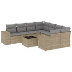 vidaXL Set canapele de grădină, 9 piese, cu perne, bej, poliratan