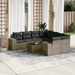 vidaXL Set canapele de grădină, 9 piese, cu perne, gri, poliratan vidaXL Set canapele de grădină, 9 piese, cu perne, gri, poliratan