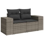 vidaXL Set canapele de grădină, 9 piese, cu perne, gri, poliratan vidaXL Set canapele de grădină, 9 piese, cu perne, gri, poliratan
