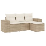 vidaXL Set canapele de grădină, 4 piese, cu perne, bej, poliratan vidaXL Set canapele de grădină, 4 piese, cu perne, bej, poliratan