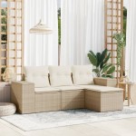 vidaXL Set canapele de grădină, 4 piese, cu perne, bej, poliratan vidaXL Set canapele de grădină, 4 piese, cu perne, bej, poliratan