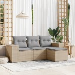 vidaXL Set canapele de grădină, 4 piese, cu perne, bej, poliratan vidaXL Set canapele de grădină, 4 piese, cu perne, bej, poliratan