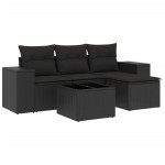 vidaXL Set mobilier de grădină cu perne, 5 piese, negru, poliratan vidaXL Set mobilier de grădină cu perne, 5 piese, negru, poliratan