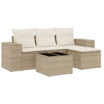 vidaXL Set canapele de grădină cu perne, 5 piese, bej, poliratan