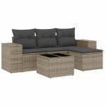 vidaXL Set canapea de grădină cu perne, 5 piese, gri, poliratan vidaXL Set canapea de grădină cu perne, 5 piese, gri, poliratan