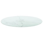 vidaXL Blat masă alb Ø60x0,8 cm, sticlă securizată cu design marmură vidaXL Blat masă alb Ø60x0,8 cm, sticlă securizată cu design marmură