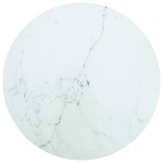 vidaXL Blat masă alb Ø60x0,8 cm, sticlă securizată cu design marmură vidaXL Blat masă alb Ø60x0,8 cm, sticlă securizată cu design marmură