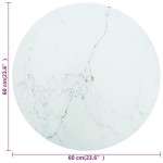 vidaXL Blat masă alb Ø60x0,8 cm, sticlă securizată cu design marmură vidaXL Blat masă alb Ø60x0,8 cm, sticlă securizată cu design marmură