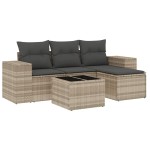 vidaXL Set canapele de grădină cu perne, 5 piese gri deschis poliratan