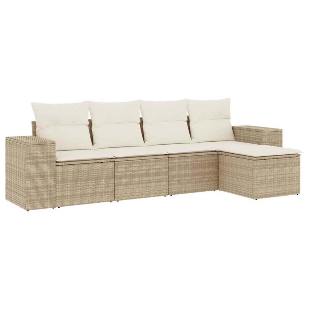 vidaXL Set canapele de grădină cu perne, 5 piese, bej, poliratan