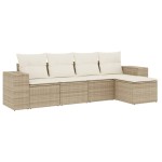 vidaXL Set canapele de grădină cu perne, 5 piese, bej, poliratan