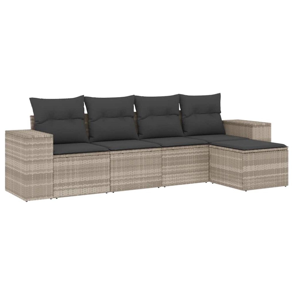 vidaXL Set canapele de grădină cu perne, 5 piese gri deschis poliratan