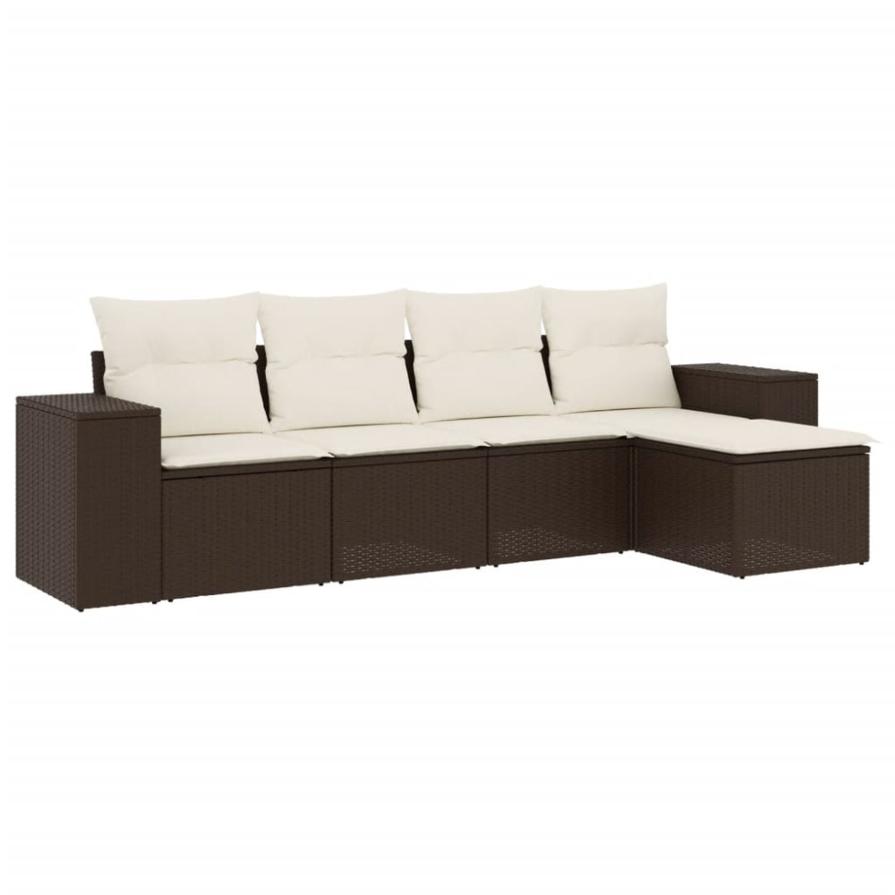 vidaXL Set canapele de grădină cu perne, 5 piese, maro, poliratan