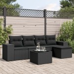 vidaXL Set mobilier de grădină cu perne, 6 piese, negru, poliratan vidaXL Set mobilier de grădină cu perne, 6 piese, negru, poliratan