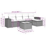 vidaXL Set mobilier de grădină cu perne, 6 piese, negru, poliratan vidaXL Set mobilier de grădină cu perne, 6 piese, negru, poliratan