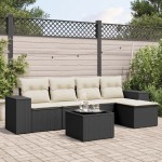 vidaXL Set mobilier de grădină cu perne, 6 piese, negru, poliratan vidaXL Set mobilier de grădină cu perne, 6 piese, negru, poliratan