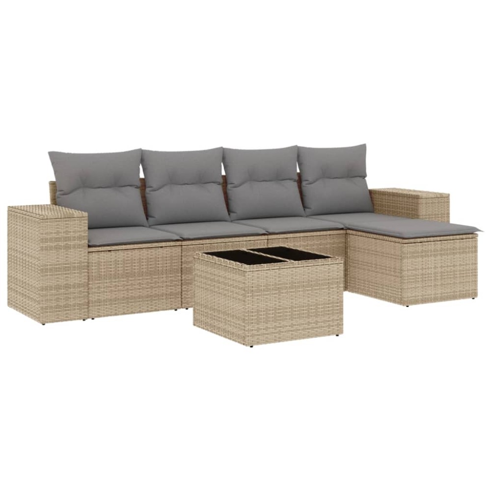 vidaXL Set canapele de grădină cu perne, 6 piese, bej, poliratan