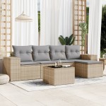 vidaXL Set canapele de grădină cu perne, 6 piese, bej, poliratan vidaXL Set canapele de grădină cu perne, 6 piese, bej, poliratan