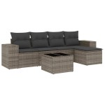 vidaXL Set mobilier grădină cu perne, 6 piese, gri, poliratan