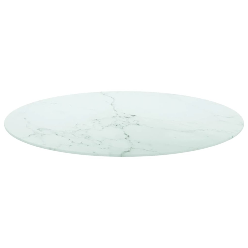 vidaXL Blat masă alb Ø80x1 cm sticlă securizată cu design de marmură