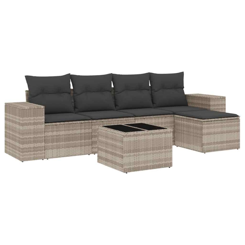 vidaXL Set canapele de grădină cu perne, 6 piese gri deschis poliratan
