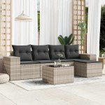 vidaXL Set canapele de grădină cu perne, 6 piese gri deschis poliratan vidaXL Set canapele de grădină cu perne, 6 piese gri deschis poliratan