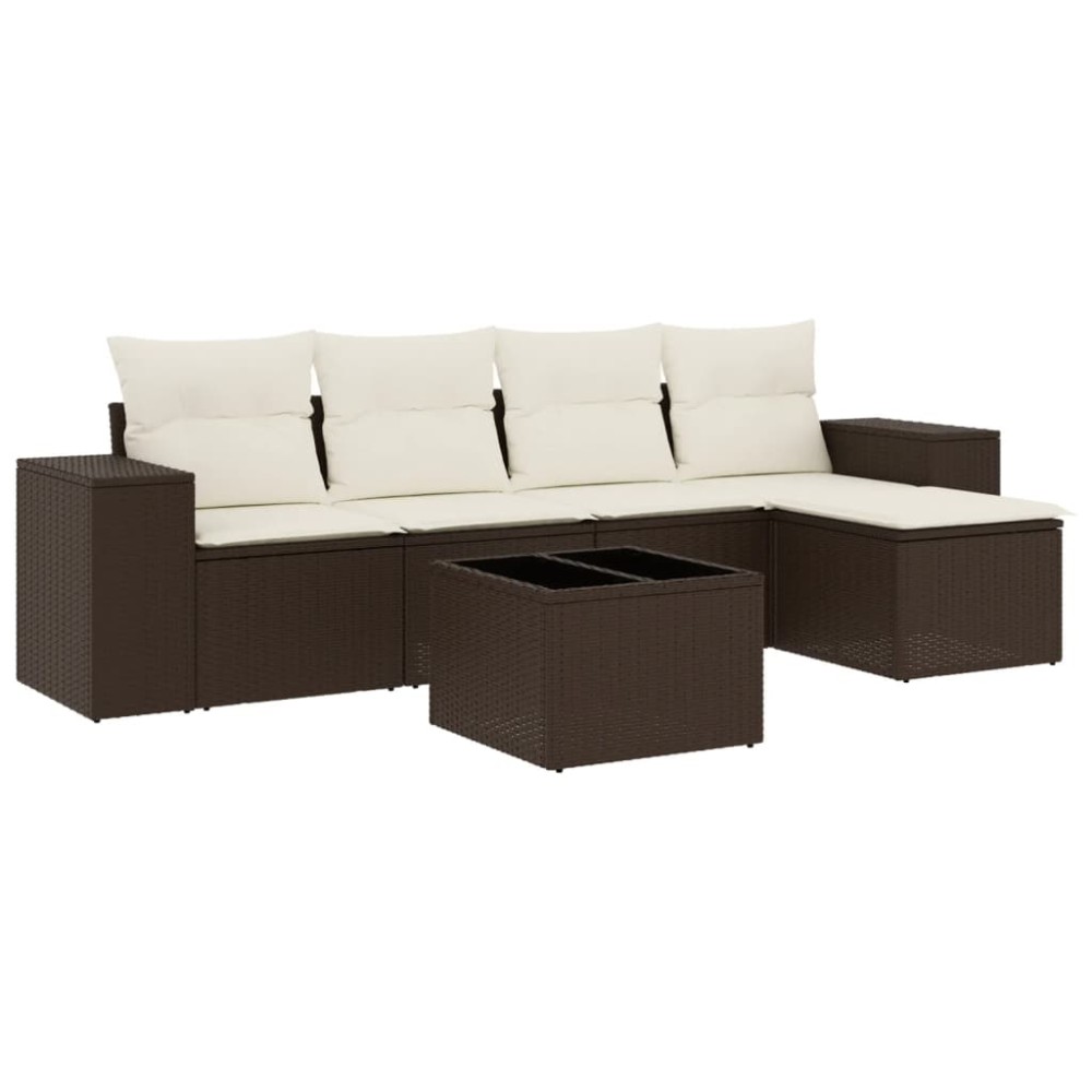 vidaXL Set canapele de grădină cu perne, 6 piese, maro, poliratan